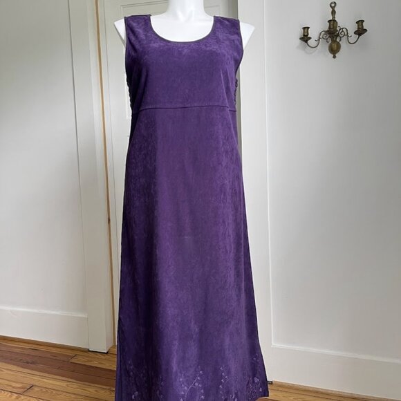 90s purple velvety jumper dress - Picture 2 of 7